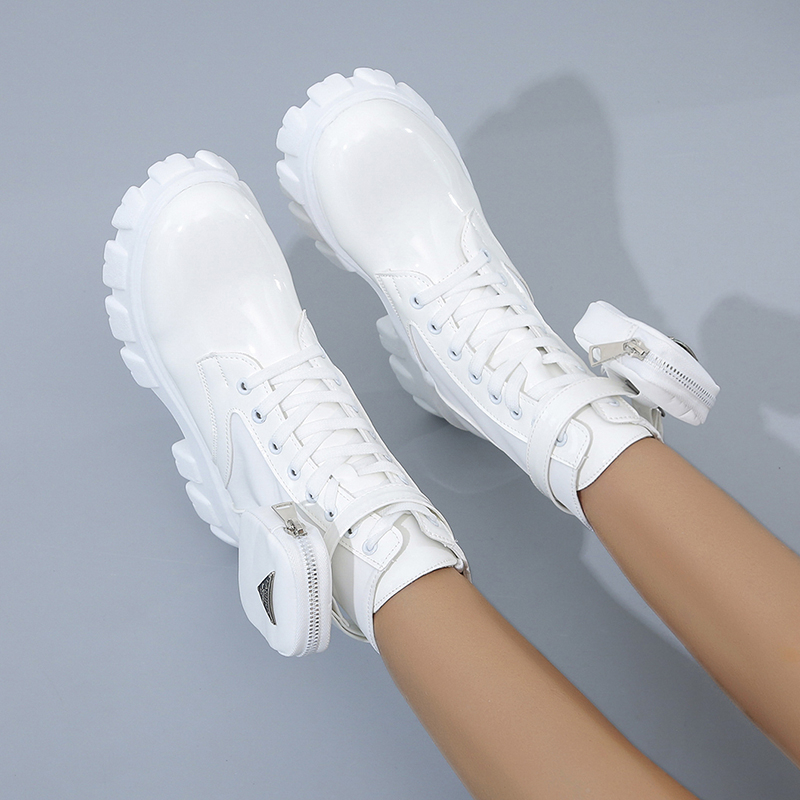 New Arrivals Ladies Boots Platform Thick-soled Shoes Lace on Women Boots Pocket Decorate Winter Boots