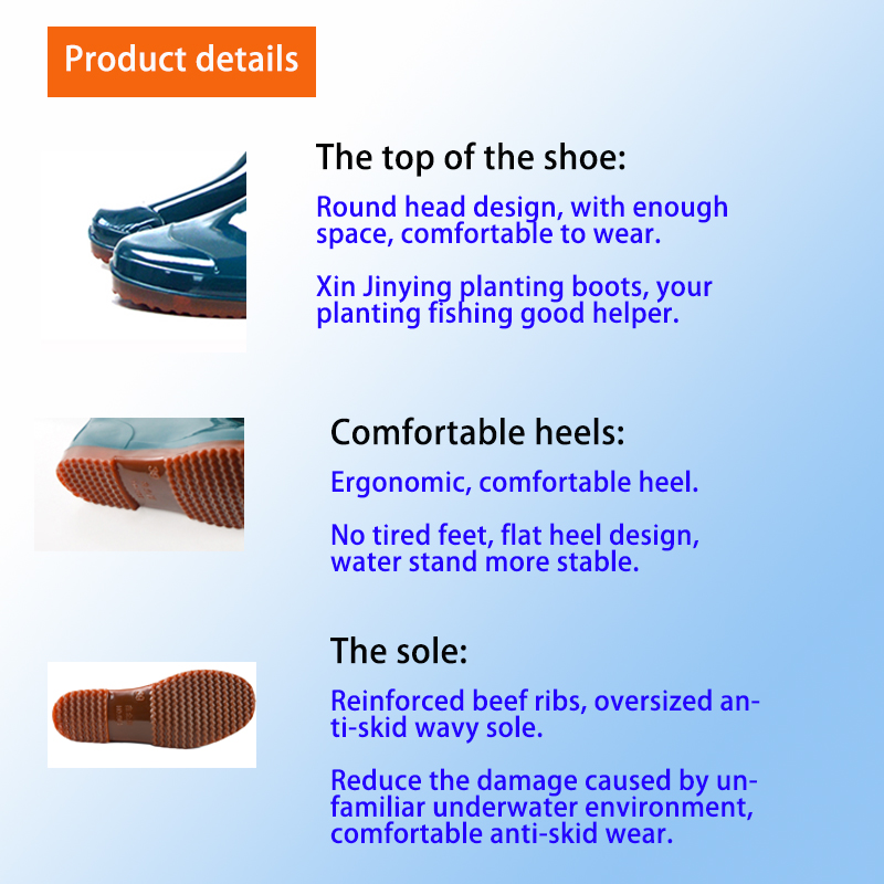 Green waterproof rice shoes 43cm high rice transplanting boots for men and women  rice paddy boot