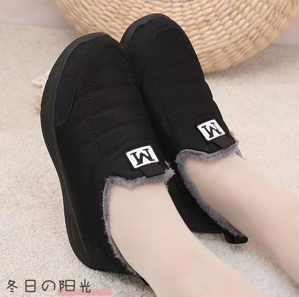 Cheap fashion fleece lining anti slip rubber out sole women's winter warm loafers snow boots for women