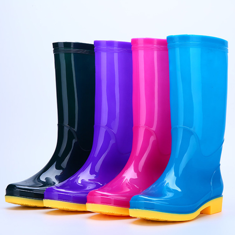 Oil acid alkali resistant water proof non safety light weight anti slip PVC Womens Rain Boots