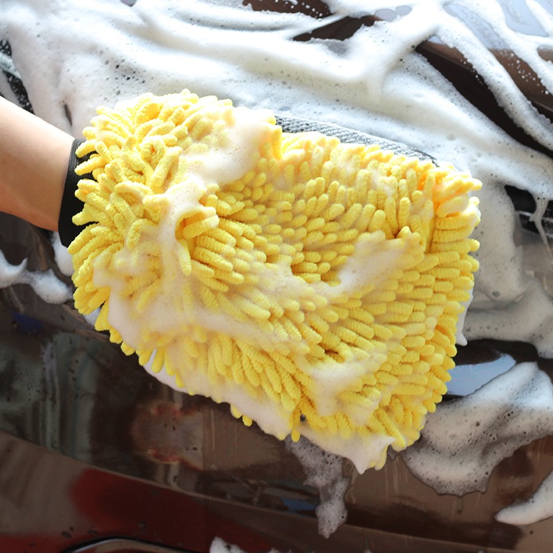Coral fleece Car Wash Mitt Extra Large Size Microfiber Wash Mitt Double Sided Chenille Scratch Free Car Wash Glove