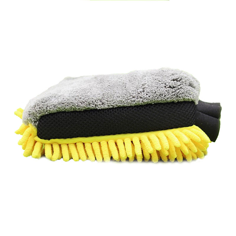 Coral fleece Car Wash Mitt Extra Large Size Microfiber Wash Mitt Double Sided Chenille Scratch Free Car Wash Glove