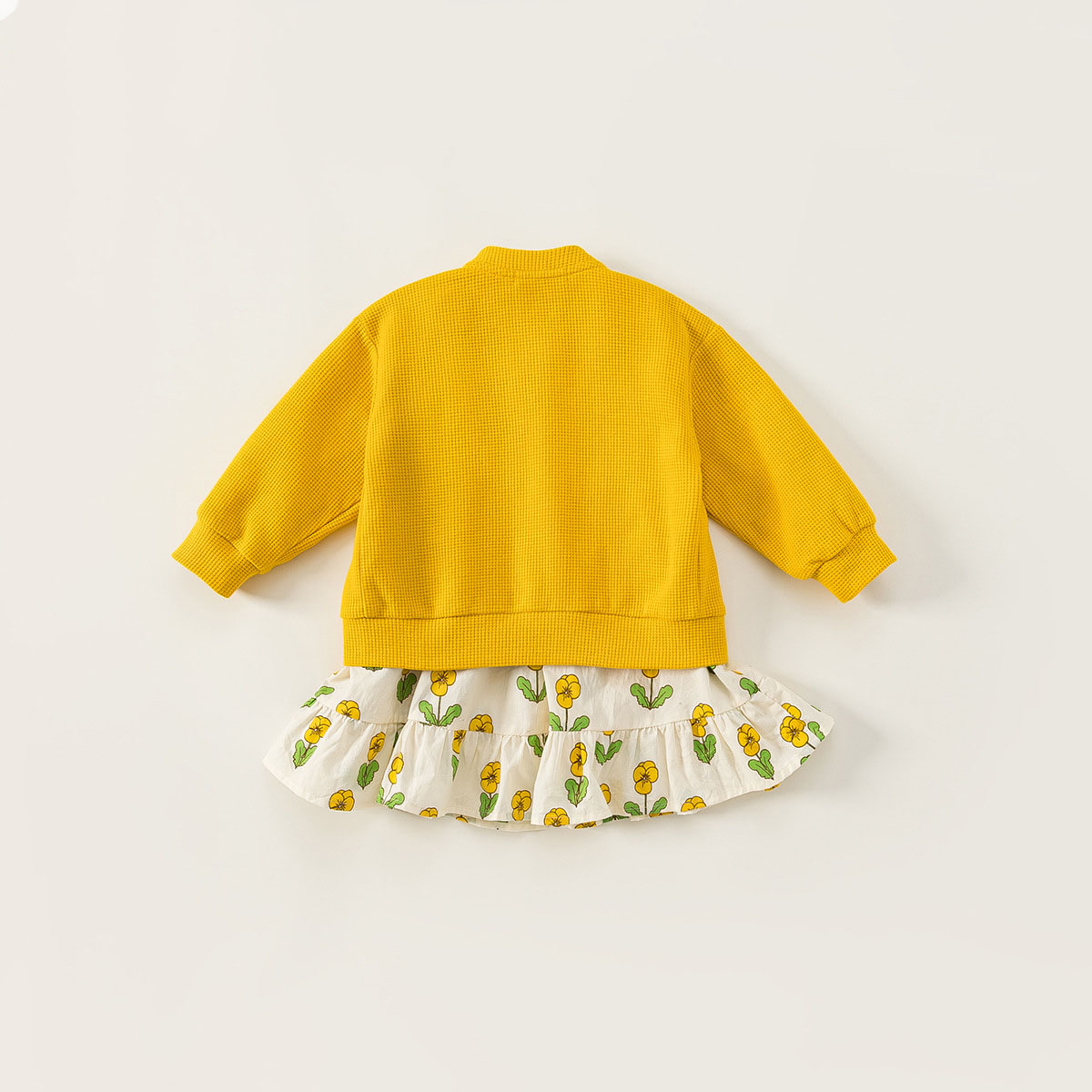 2PCS Girls Cardigan and Floral Cotton Dress Spring and Autumn Kids New Fashion Cute Long Sleeve Suit