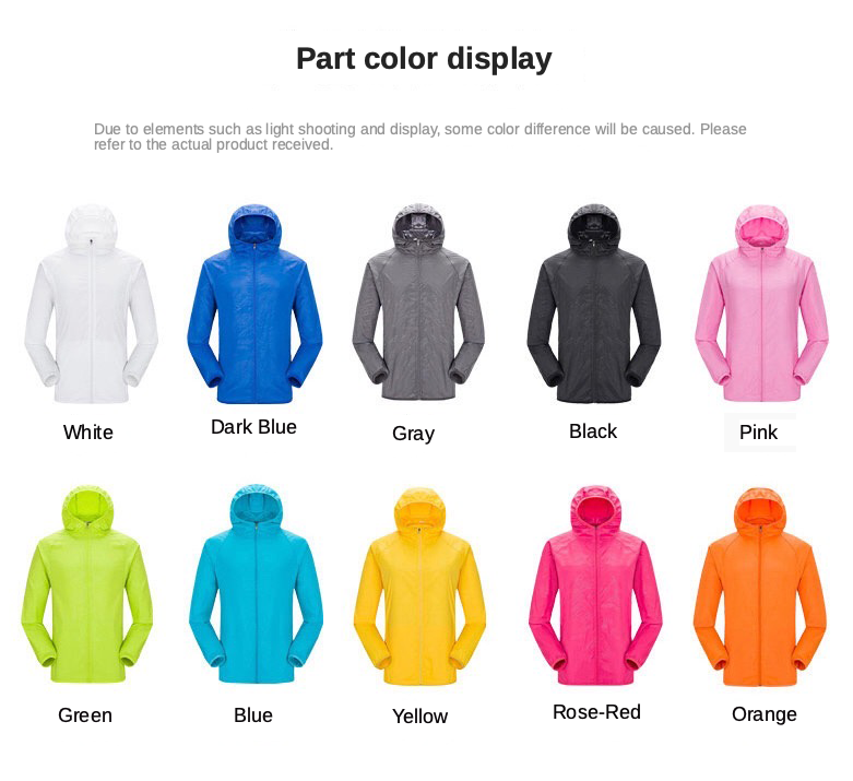 Summer clothing Skin Hiking Sports Sun protection Zip Reflective Waterproof Breathable Jacket