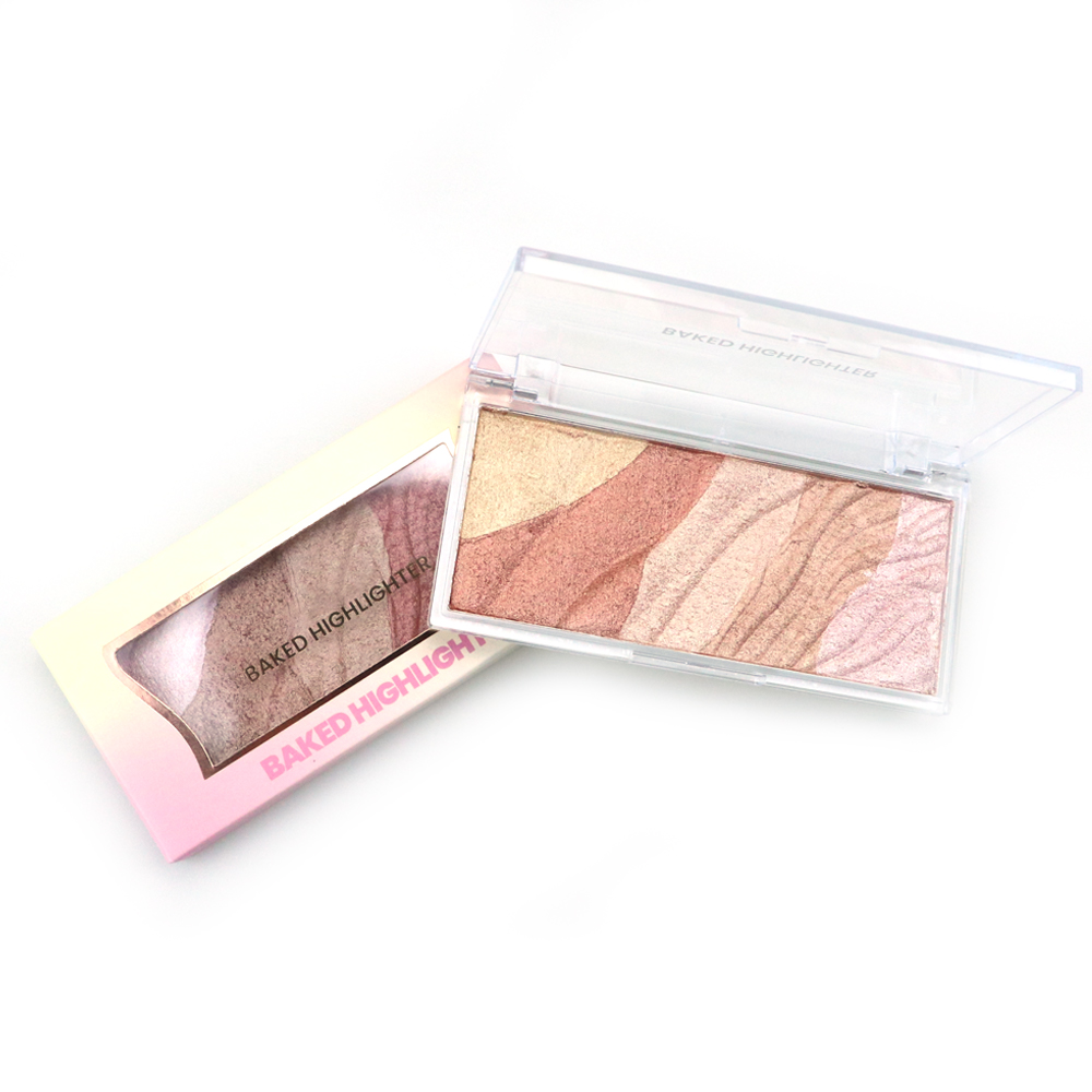 RTS 5 Colors Vegan Highlighter Palette Baked Powder Face Makeup Bronzer Powder Case