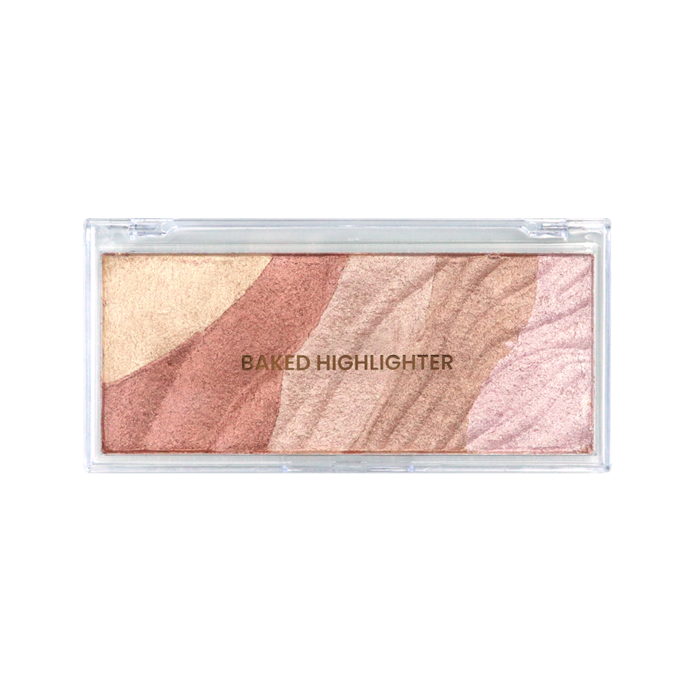 RTS 5 Colors Vegan Highlighter Palette Baked Powder Face Makeup Bronzer Powder Case