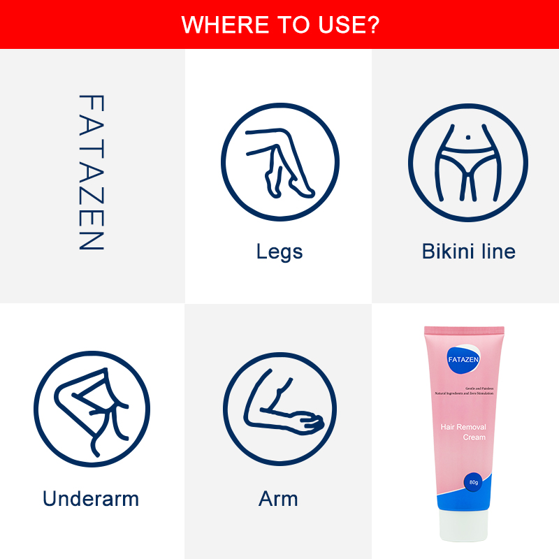 FATAZEN Private label 5 minutes organic  permanent Bikini line Pubic Chest  Hair removal cream Depilatory Cream