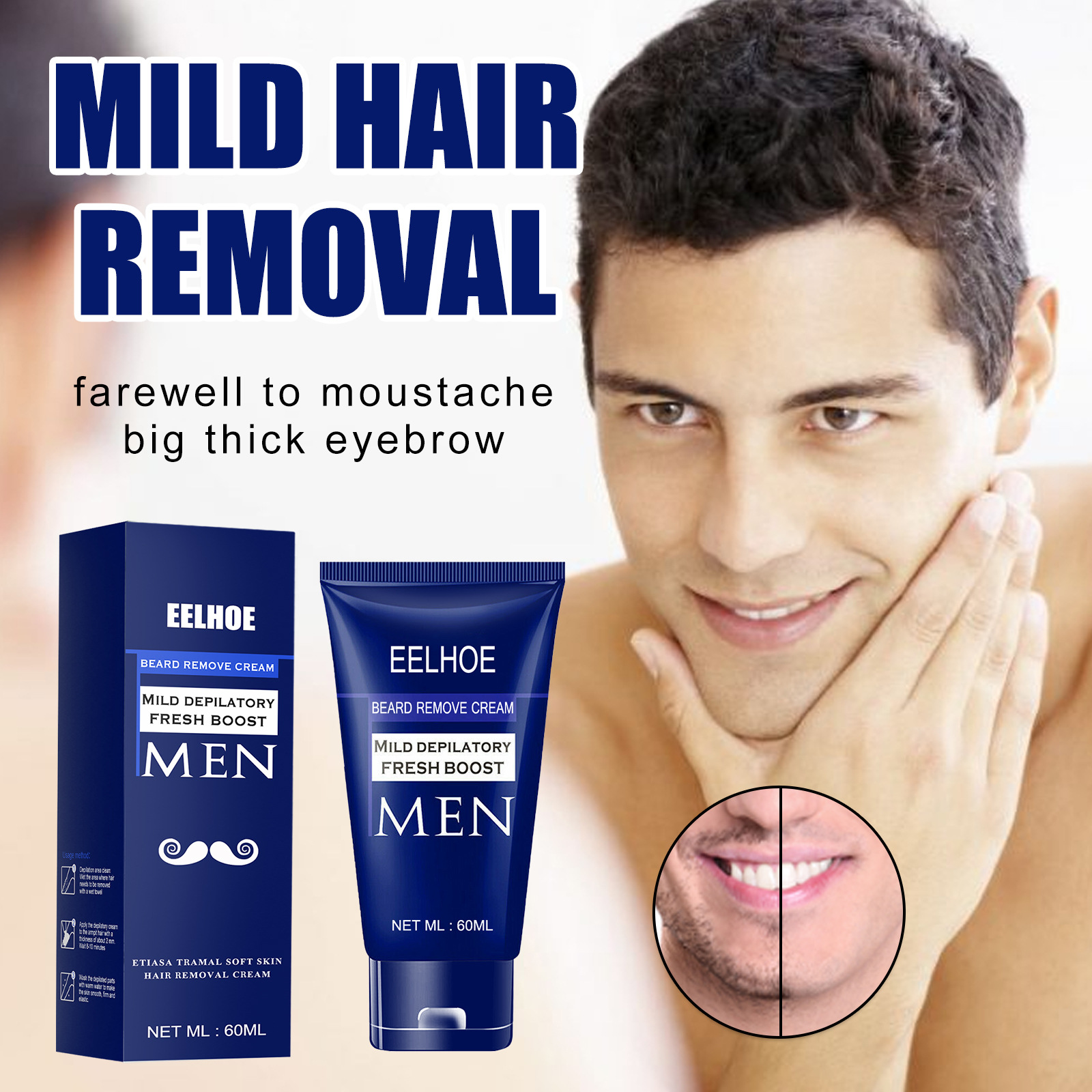 Hair Removal Cream For Armpit Legs and Arms Painless Hair Remover Skin Care Body Care Depilatory Cream For Men