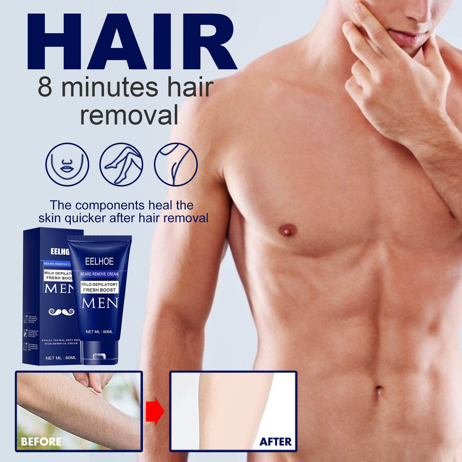 Hair Removal Cream For Armpit Legs and Arms Painless Hair Remover Skin Care Body Care Depilatory Cream For Men