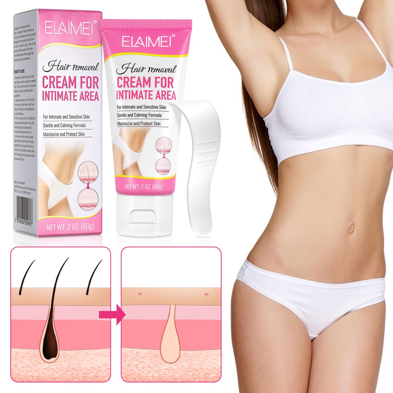 ELAIMEI shaving cream,private label painless bikini legs body women sensitive underarm hair removal cream for private ar