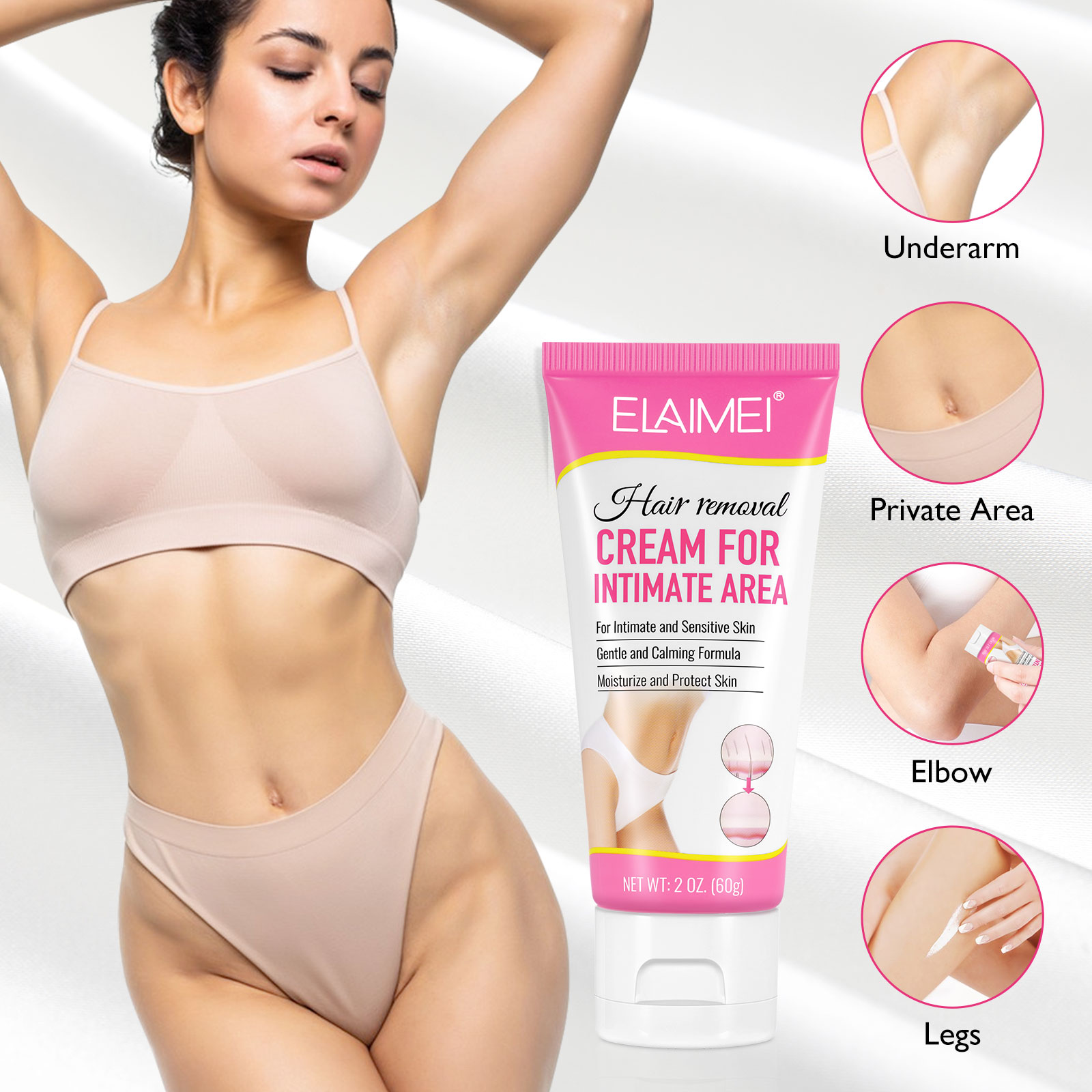 ELAIMEI shaving cream,private label painless bikini legs body women sensitive underarm hair removal cream for private ar