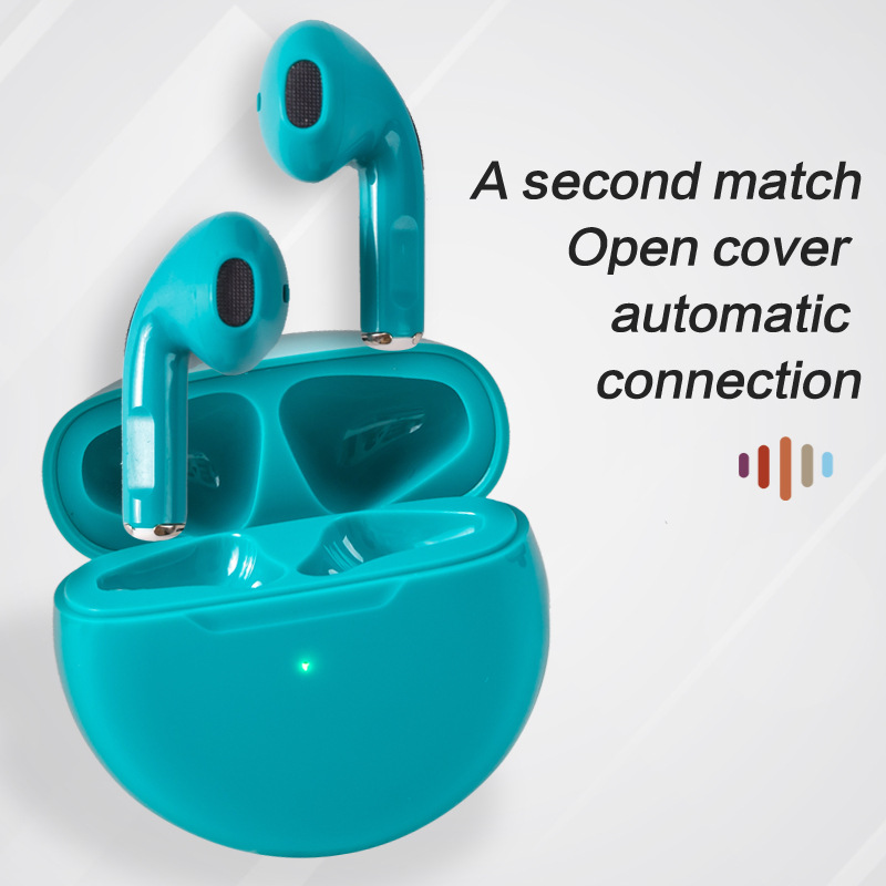 New 5.0 Wireless Headphones Pro 6 Touch HIFI Noise Cancelling Long Battery Life Sports In-Ear Wired earphone headphone