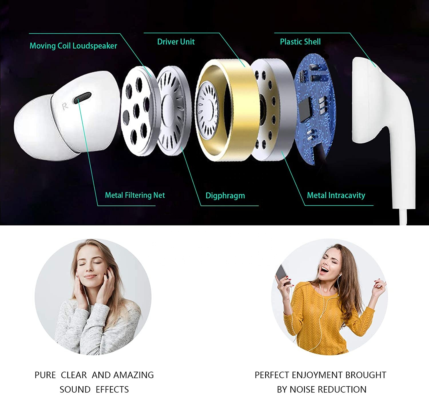  high quality In-ear Headphones Wired Sports Earphone With Mic 3.5mmJack