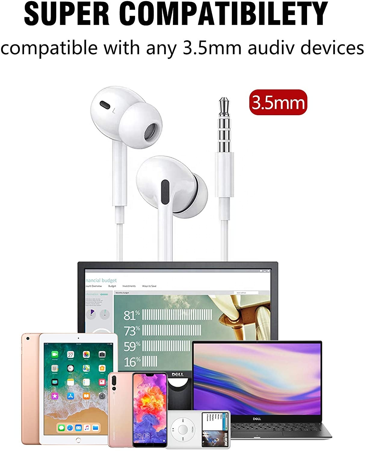  high quality In-ear Headphones Wired Sports Earphone With Mic 3.5mmJack