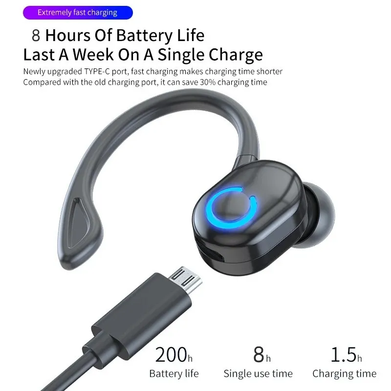 Wireless S10 Headphones BT 5.0 Earphones With Mic Single in-Ear Sports Waterproof Earbuds Handsfree Headset