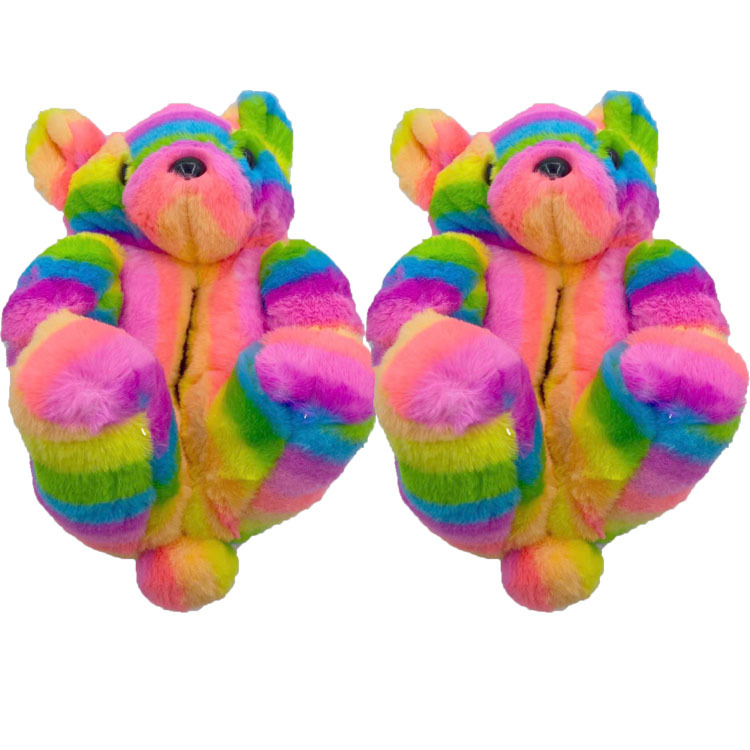 Cheaper Winter Teddy Bear Slippers 2022 Fuzzy Teddy  Plush Adult Slipper House Teddy Bear Slippers For Women