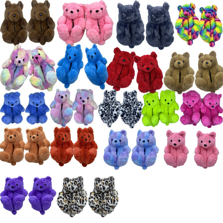 Hot Sale Adult Teddy Bear Slippers Winter Warm Teddy Bear Slippers Plush Women Girls Teddy Bear Slippers