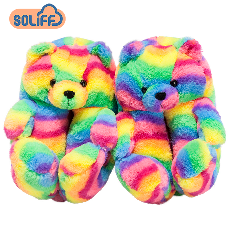 Hot Sale Adult Teddy Bear Slippers Winter Warm Teddy Bear Slippers Plush Women Girls Teddy Bear Slippers