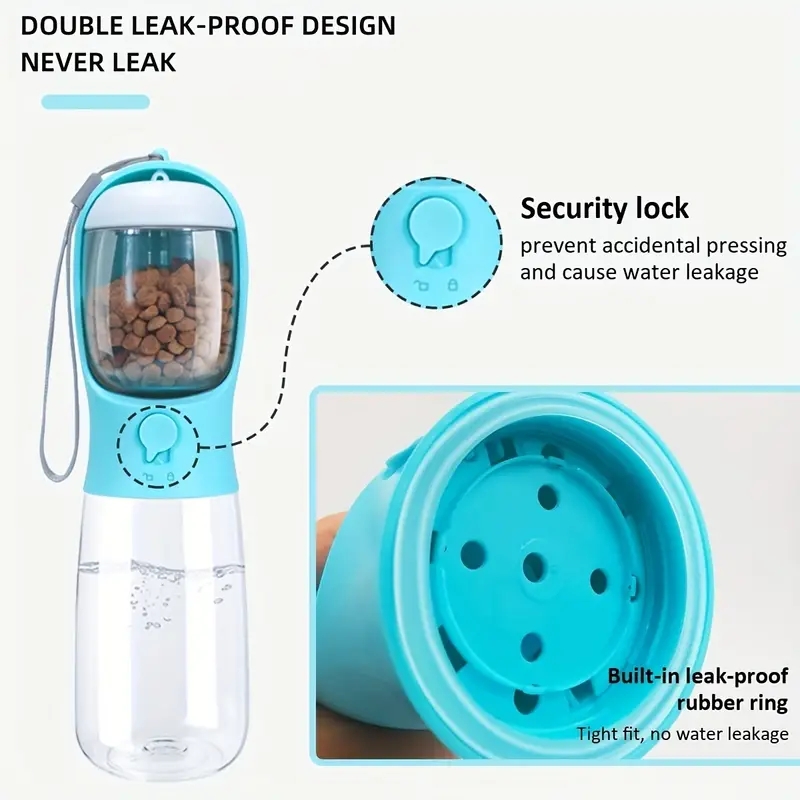 Dog Water Bottle 2-in-1 leak-proof portable pet water bottle with food container, ideal for walking hikes