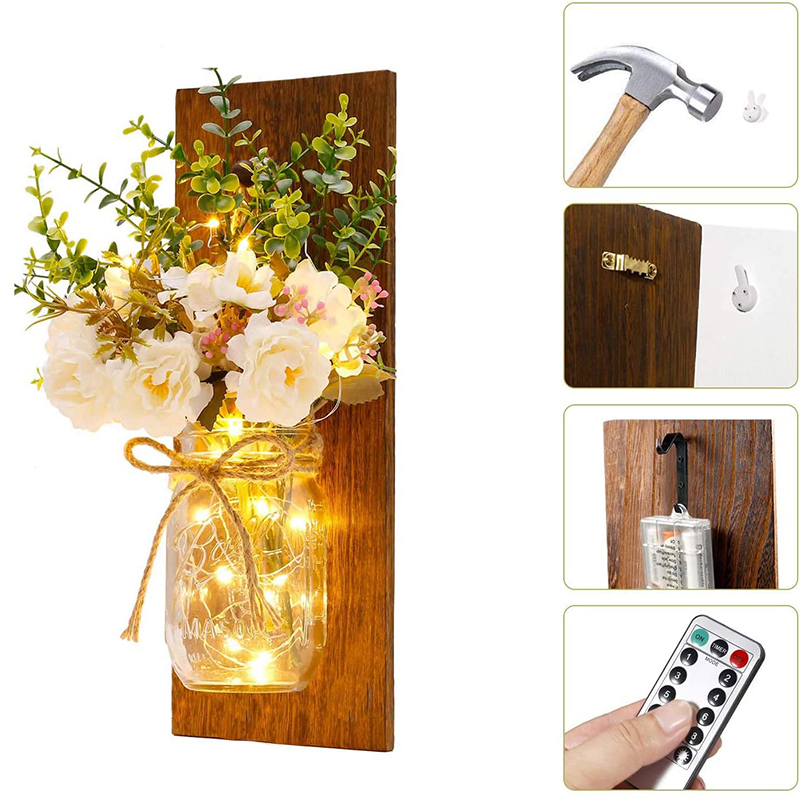 Light wall Art Home Decoration LED fairy lights with artificial flowers wall decoration modern style