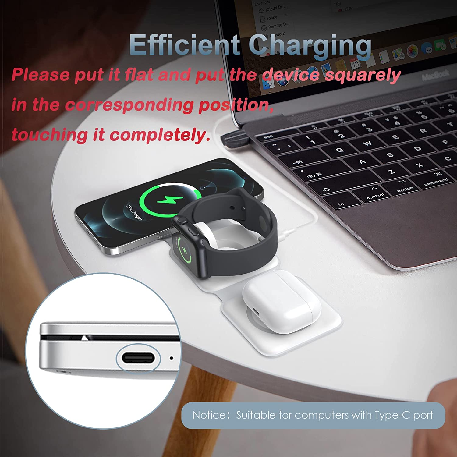 Mini wireless Charger 3-in-1 magnetic foldable wireless charging station
