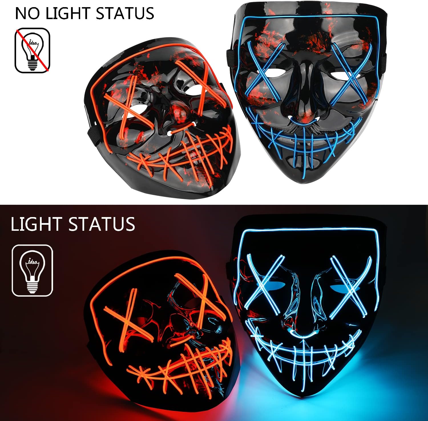 Halloween Mask LED Luminous Mask Terror Mask