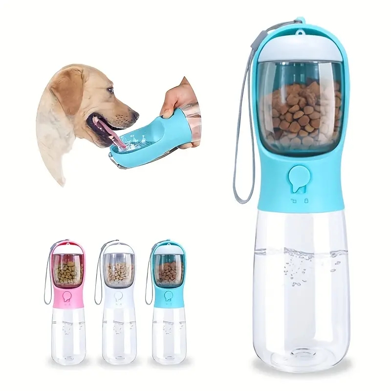 Dog Water Bottle 2-in-1 leak-proof portable pet water bottle with food container, ideal for walking hikes