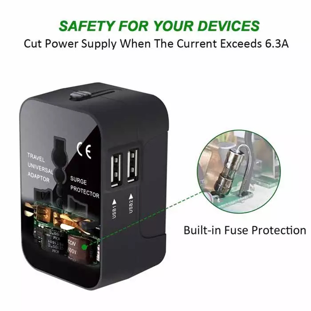 International universal World Travel adapter Wall charger Power plug dual USB