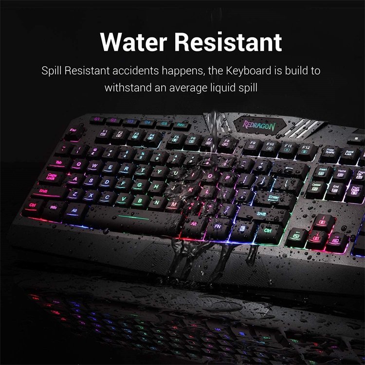 Full color backlit 104 key ergonomic film gaming keyboard