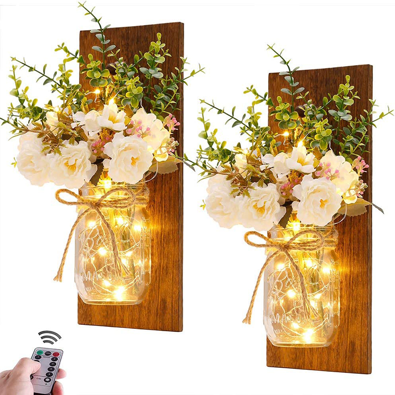 Light wall Art Home Decoration LED fairy lights with artificial flowers wall decoration modern style