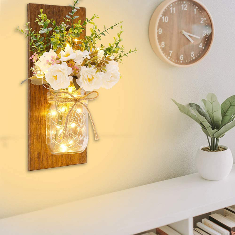 Light wall Art Home Decoration LED fairy lights with artificial flowers wall decoration modern style