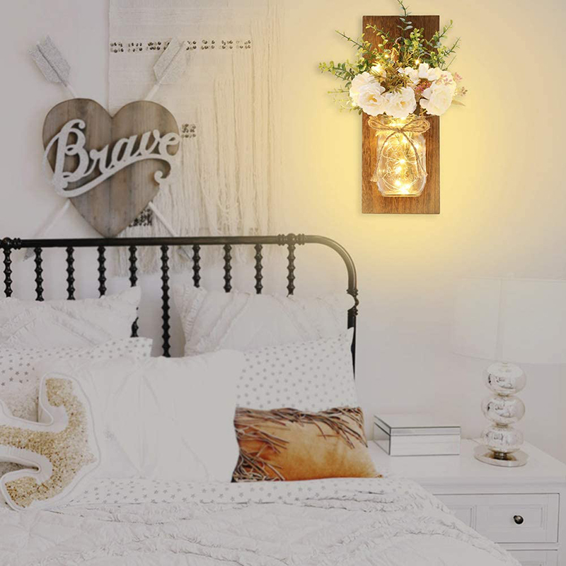 Light wall Art Home Decoration LED fairy lights with artificial flowers wall decoration modern style