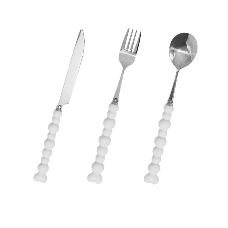 Light luxury pearl handle knife, fork and spoon Western stainless steel tableware set