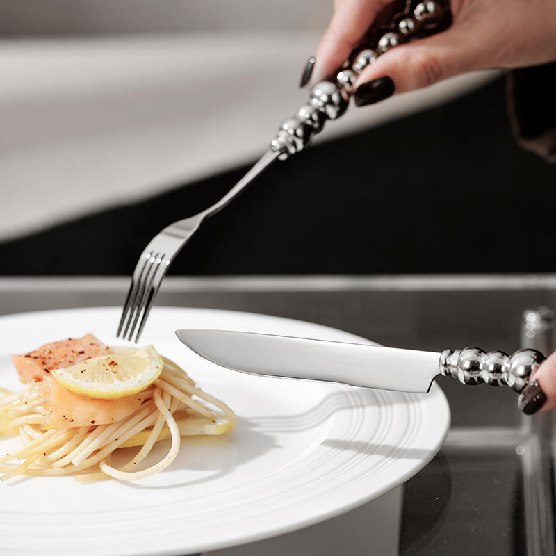 Light luxury pearl handle knife, fork and spoon Western stainless steel tableware set