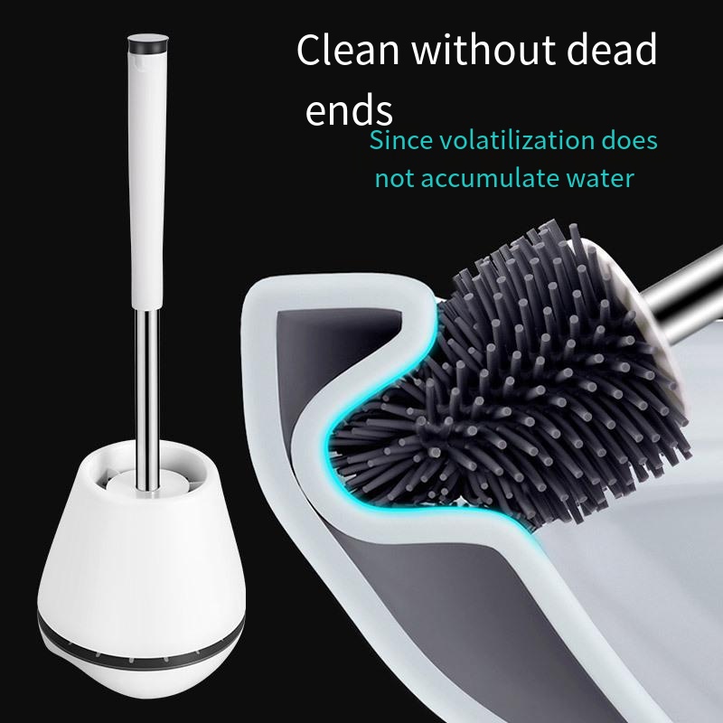 Toilet no dead Angle soft hair long handle stainless steel silicone toilet brush