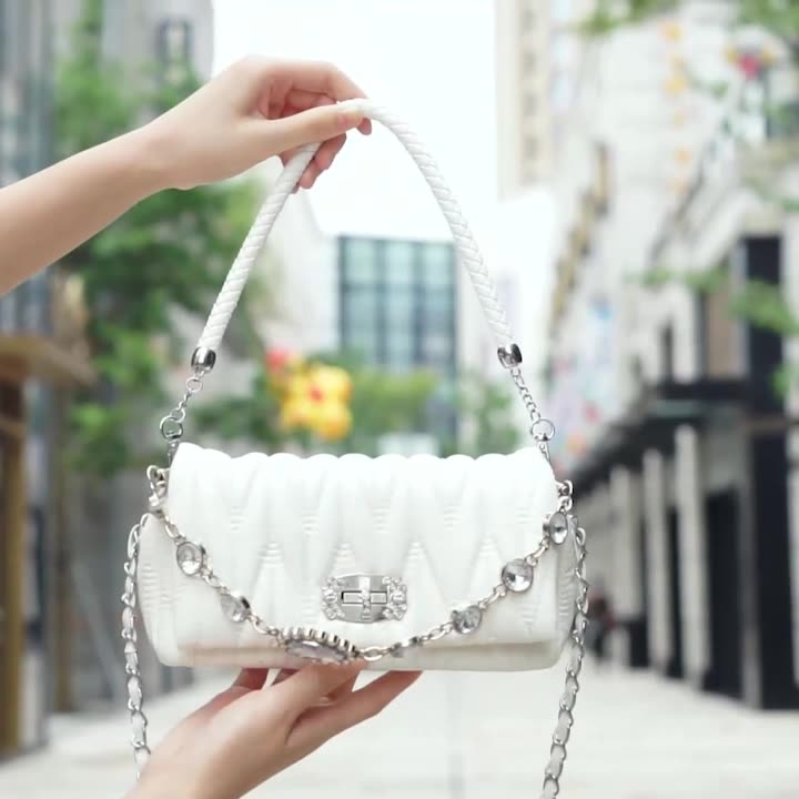 New fashion soft leather fairy bag rhinestone chain bag