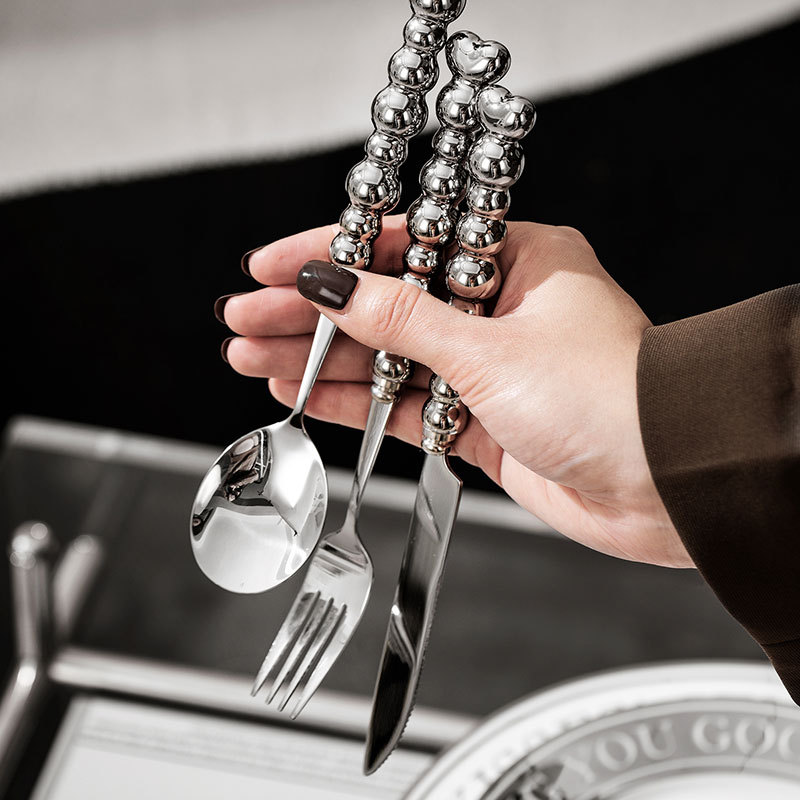 Light luxury pearl handle knife, fork and spoon Western stainless steel tableware set