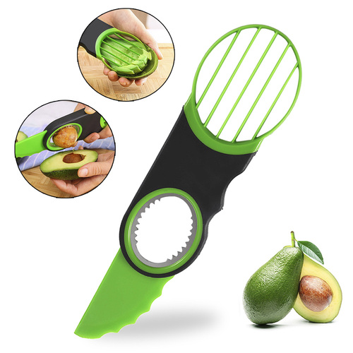 IN STOCK Cortador Aguacate Kitchen Gadgets 3 in 1 Plastic Avocado Cutter Knife Corer Avocado Slicer