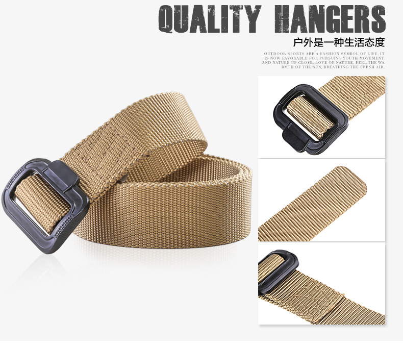  Sports Training Hot Selling Simple Design Nylon Outdoor Tactical System Men's Belt Plastic Button Long and 3.8