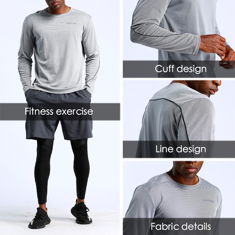  Workout Clothing Men's Fitness Long Sleeve Plus Size Running Sports T Shirts
