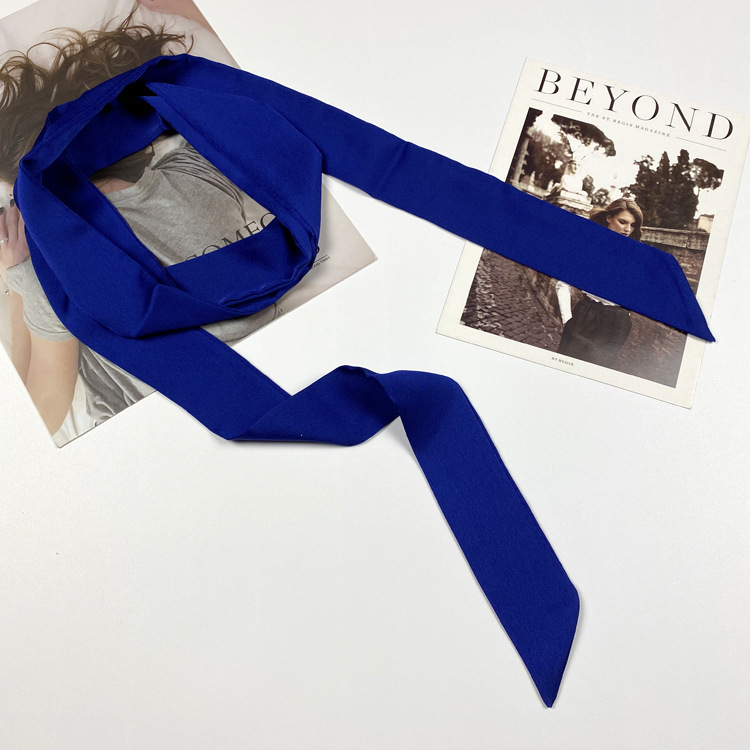 200x4cm Hot Sale Korea Silky Stain Solid Women Narrow Long Neck Scarves Small Scarf Ribbon Shirt Decorative Streamer Tie