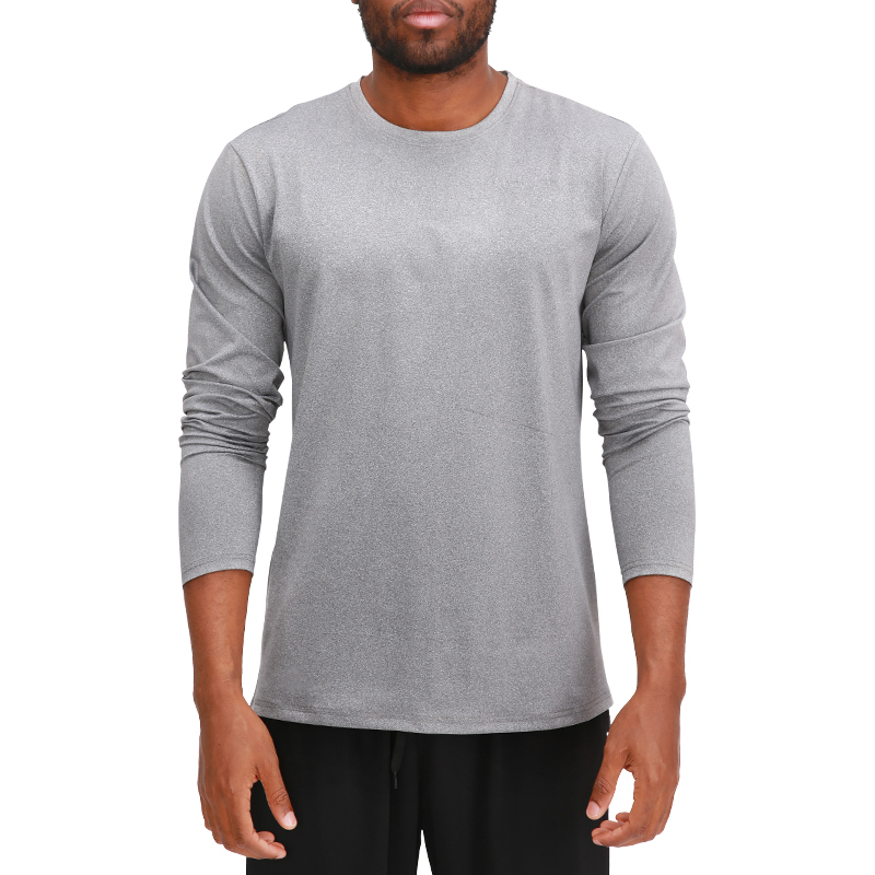 2020 New Plain Long Sleeve Sports Fitness Running T Shirt   Workout Clothing Men