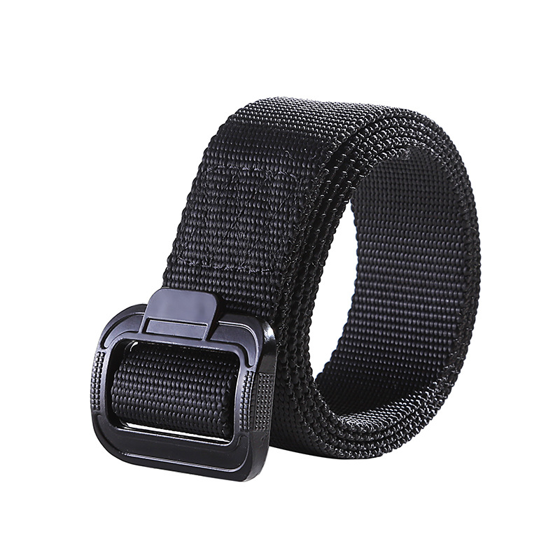  Sports Training Hot Selling Simple Design Nylon Outdoor Tactical System Men's Belt Plastic Button Long and 3.8