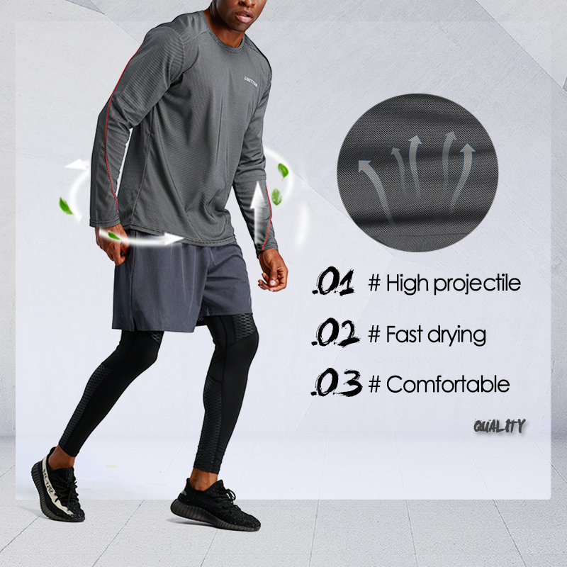   Workout Clothing Men's Fitness Long Sleeve Plus Size Running Sports T Shirts