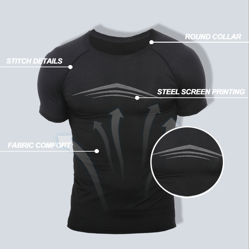  Label Sports Men Clothing Printing T-Shirt Compression Training Wear