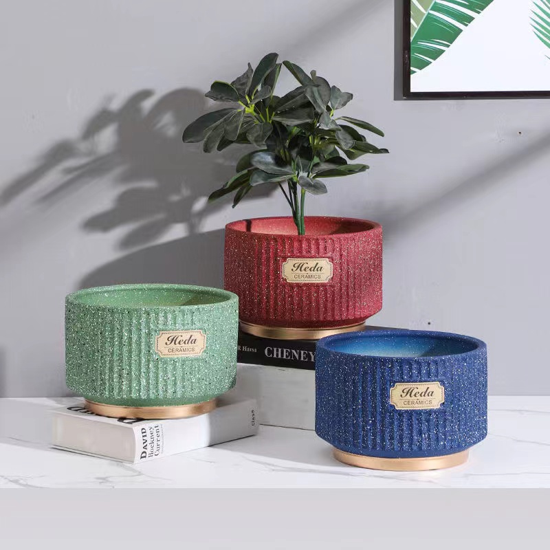 Lihangrui High Quality Decorative Garden Home Plant Pot White Heat Transfer Mini Ceramic Flower Pot  Flower Pot