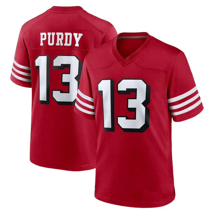 Top-Scarlet USA American Football Game Jerseys Shirts San Francisco 49er Jerseys 13 Brock Purdy Stitched VP Limited Jers