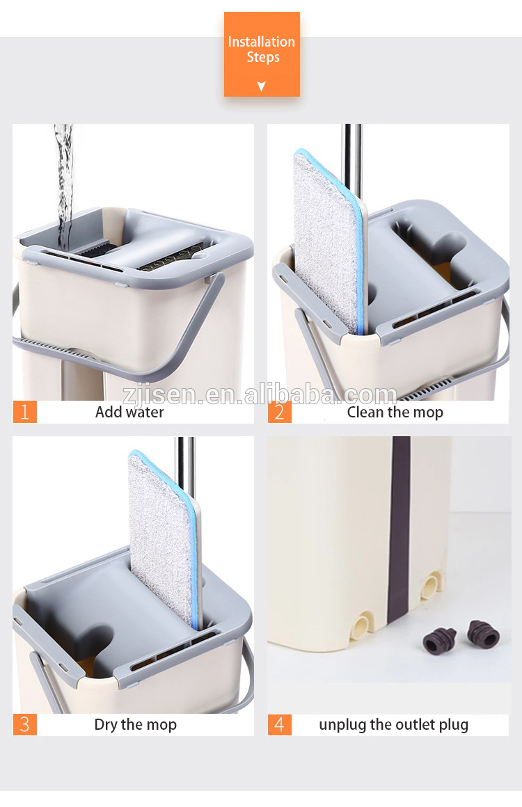 2021 hot selling household items stainless steel microfiber recycled flat  mop bucket