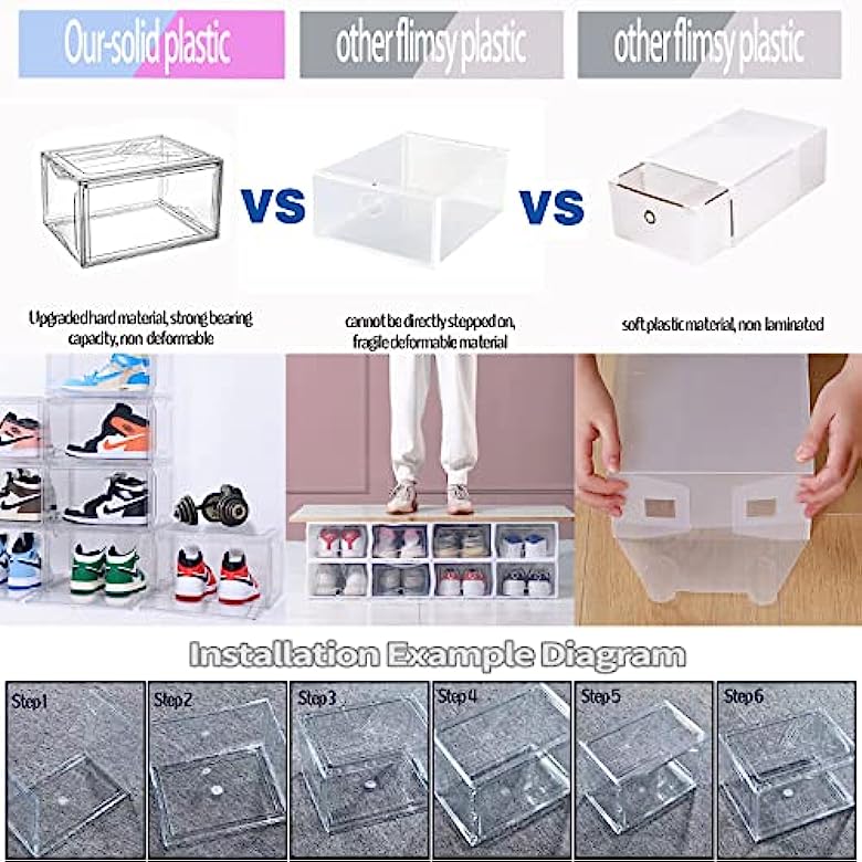 Fold Plastic Shoes Case Thickened Transparent Drawer Case Plastic Shoe Boxes Stackable Box Shoe Organizer household item