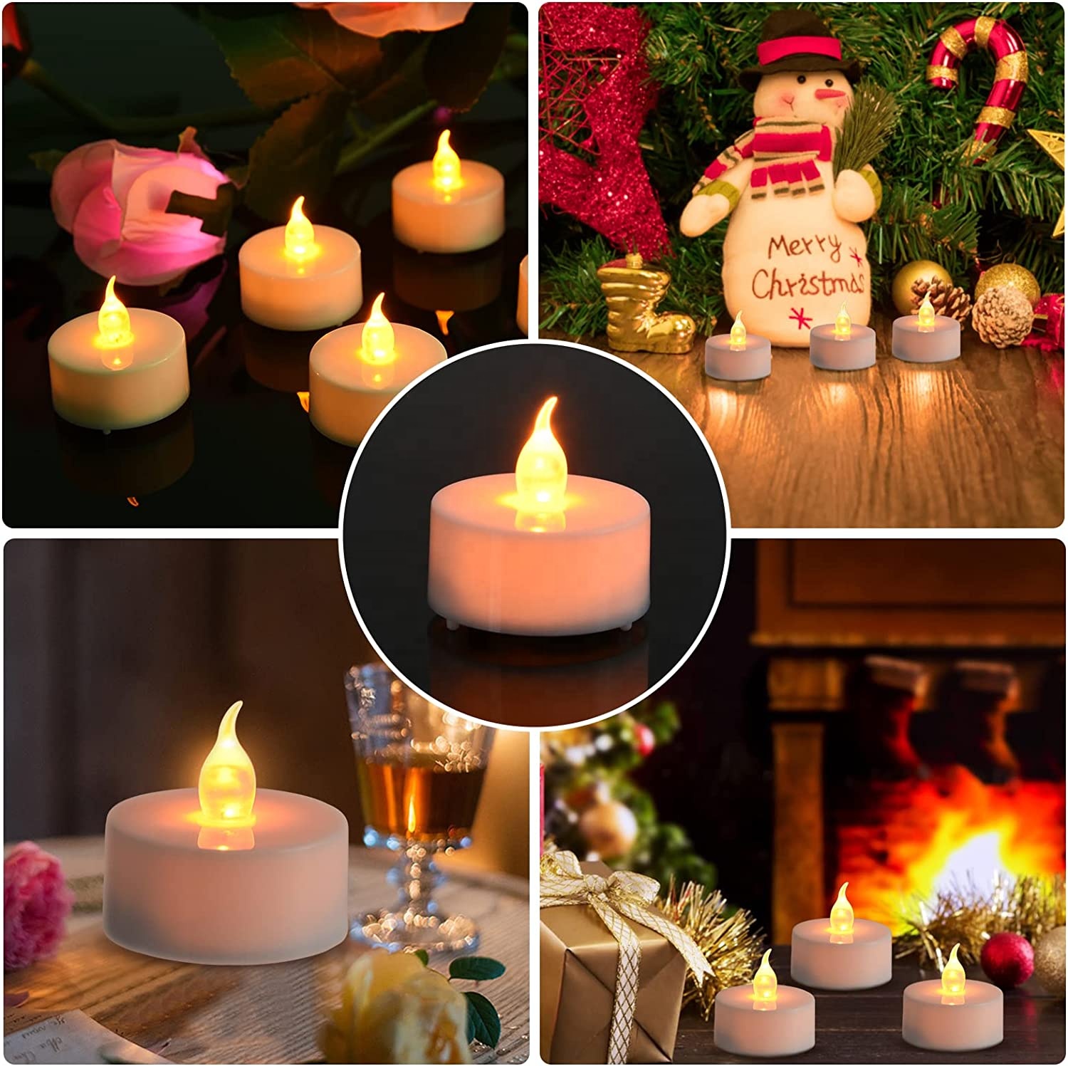 20pack Tea Lights Flameless Led Candle Flickering Warm Yellow Battery Operated Powered Tea Light for Party Wedding B
